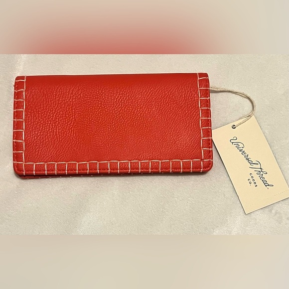 Universal Thread Handbags - Universal Thread Orange-Red Snap Wallet with White Stitching New with Tags NWT